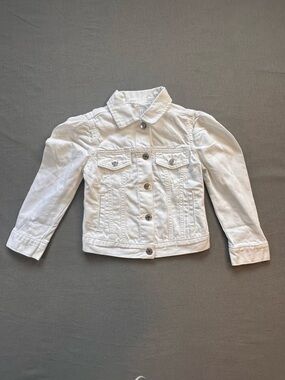 GAP White Kids Denim Jacket with snap Button Front